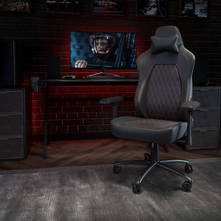 Black/Red 4D Armrest Gaming Chair With Lumbar